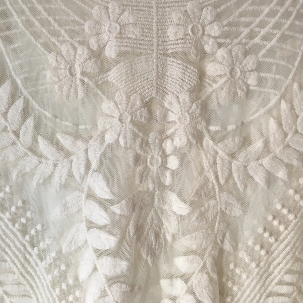 Express Cream Cap Sleeve Sheer Lace Top - Picture 6 of 10